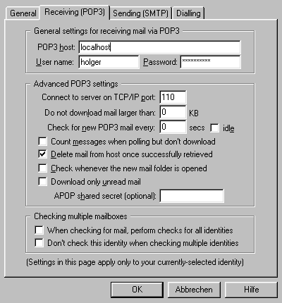 Receive e-mail with POP3-over-SSH